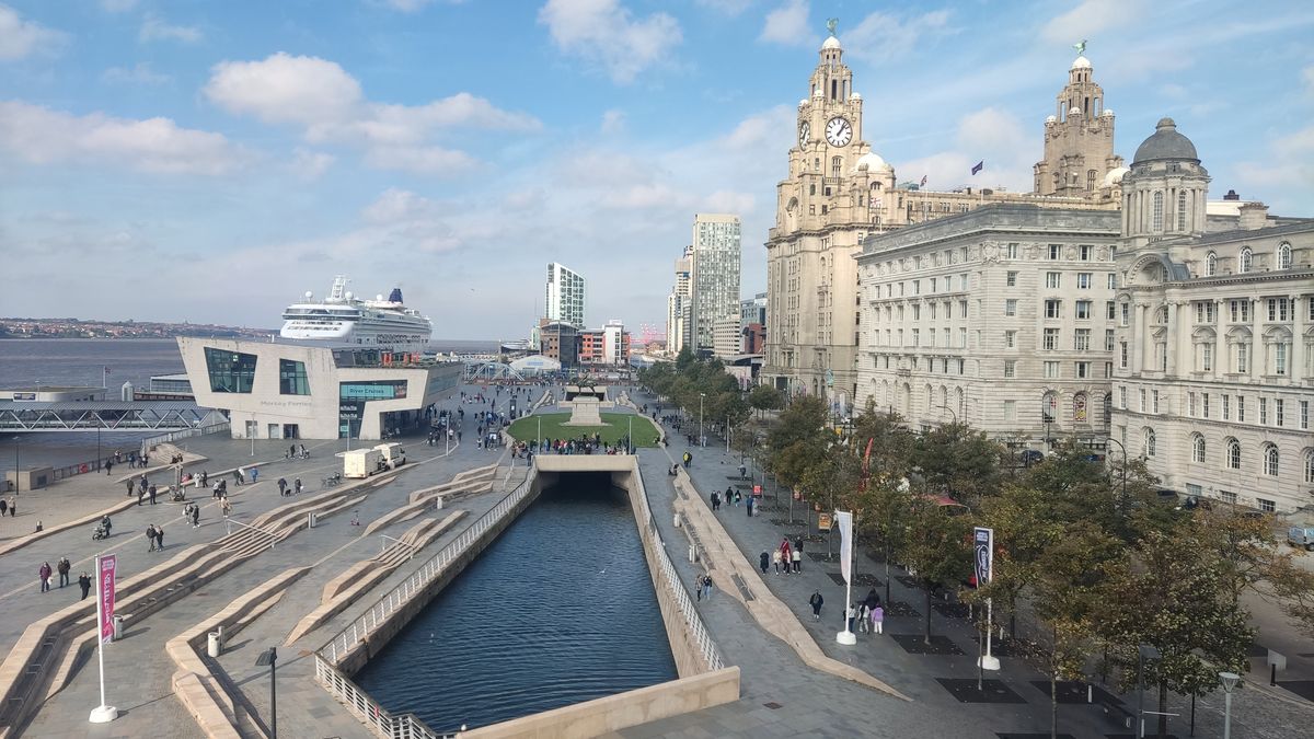 Liverpool waterfront and historic city buildings